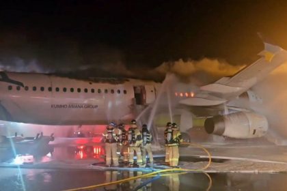 Plane with 176 onboard catches fire at South Korea’s Gimhae airport; passengers evacuated safely