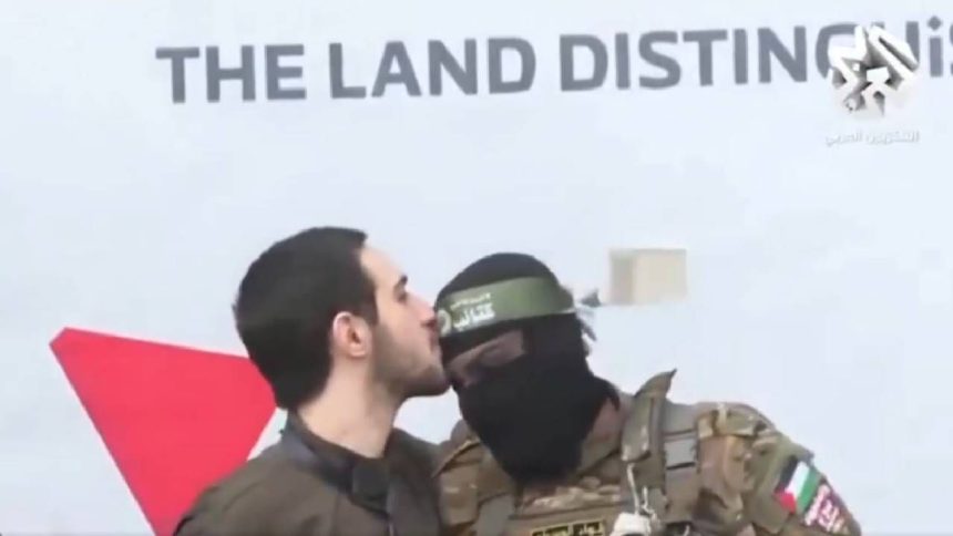 Watch: Freed Israeli hostage kisses Hamas members after release