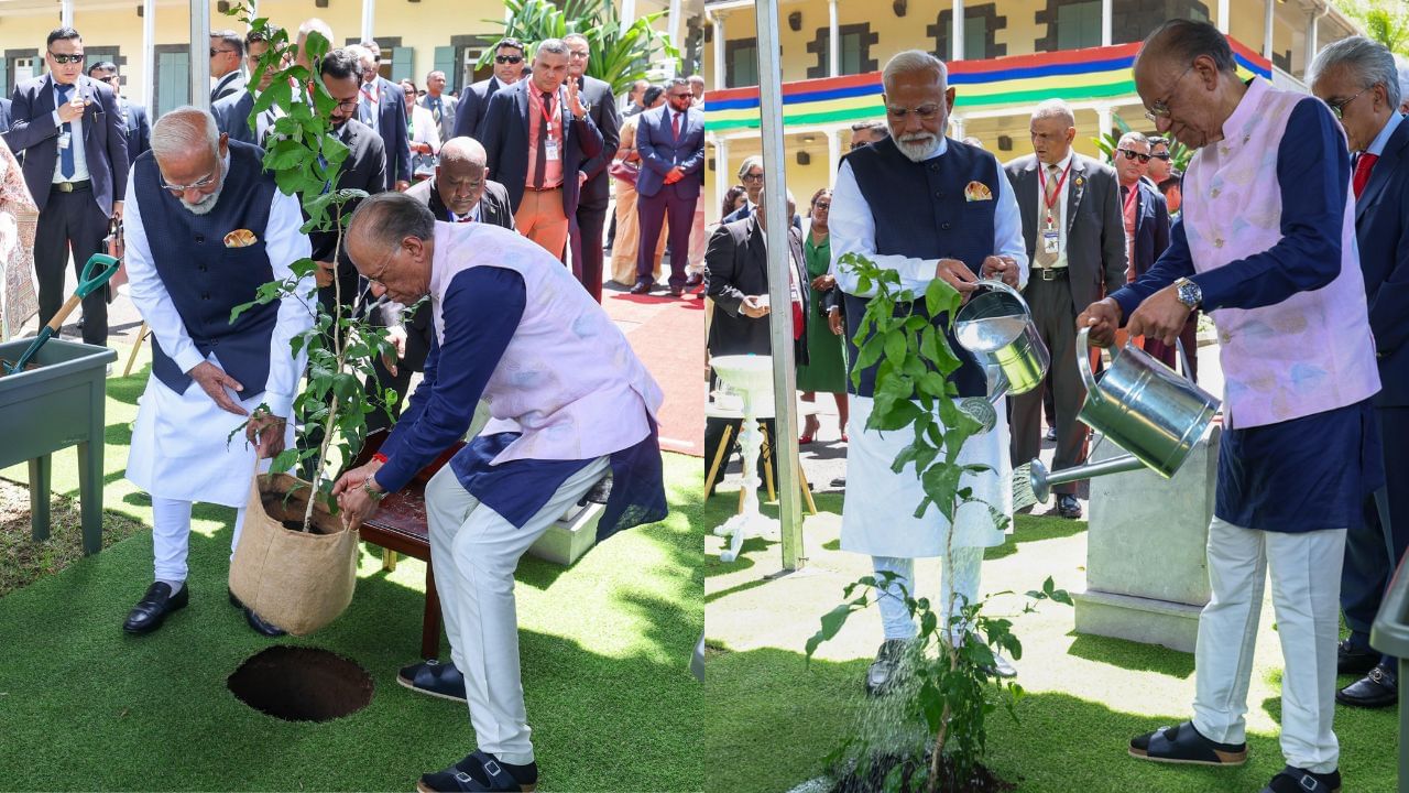 PM Modi visits Sir Seewoosagur Ramgoolam Botanical Garden; pays homage to two Mauritian leaders PM Modi visits Sir Seewoosagur Ramgoolam Botanical Garden; pays homage to two Mauritian leaders