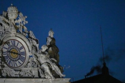 Black smoke pours from Sistine Chapel chimney, indicating no pope was elected as conclave opens