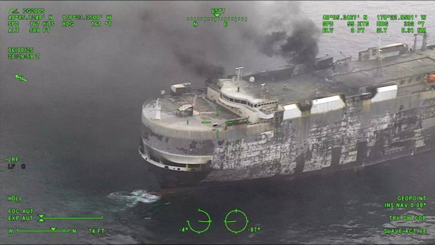 Burning cargo ship ‘Morning Midas’ sinks in North Pacific with 3,000 vehicles, 800 EVs onboard
